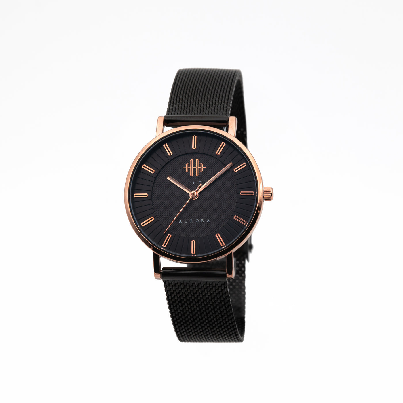 THT Watches Aurora Black Rose. Black women's watch with rose gold details.