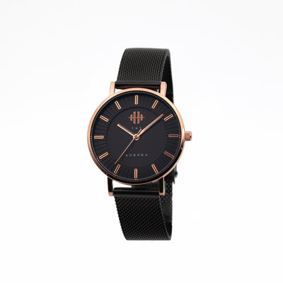 THT Watches Aurora Black Rose. Black women's watch with rose gold details.